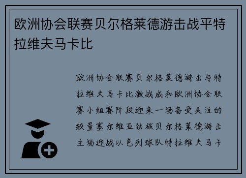 欧洲协会联赛贝尔格莱德游击战平特拉维夫马卡比